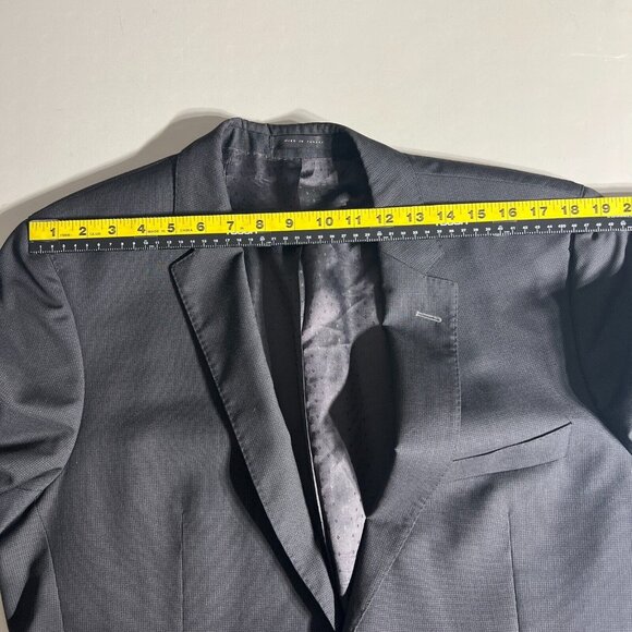 Hugo Boss Sport Coat Blazer Jacket Mens 42R Two Button Black Gray Super 100 Wool - Picture 3 of 16